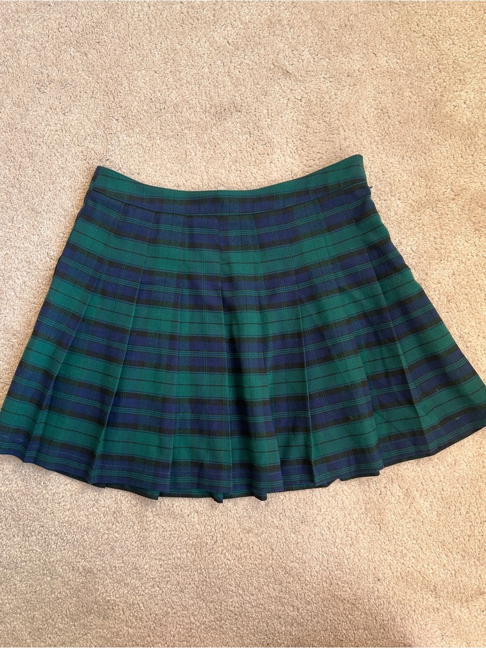 Forever 21 Green and Navy Plaid Skater Skirt